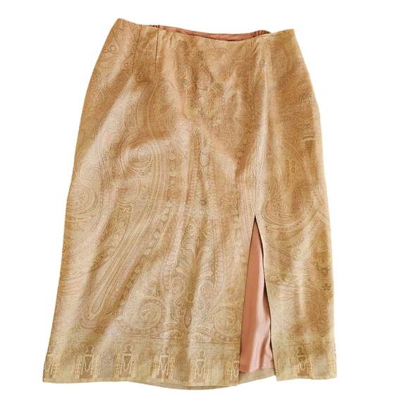 Talbots Silk Wool Blend Metallic Maxi Skirt Size 16W Preppy Regal Vintage - Picture 1 of 7